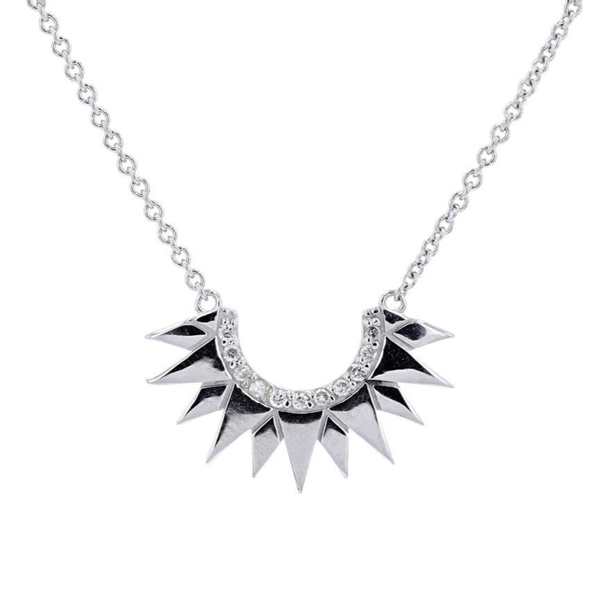 Best necklaces and pendants with butterfly wings for a delicate, graceful style-14k White Gold Half Sun Diamond Pendant