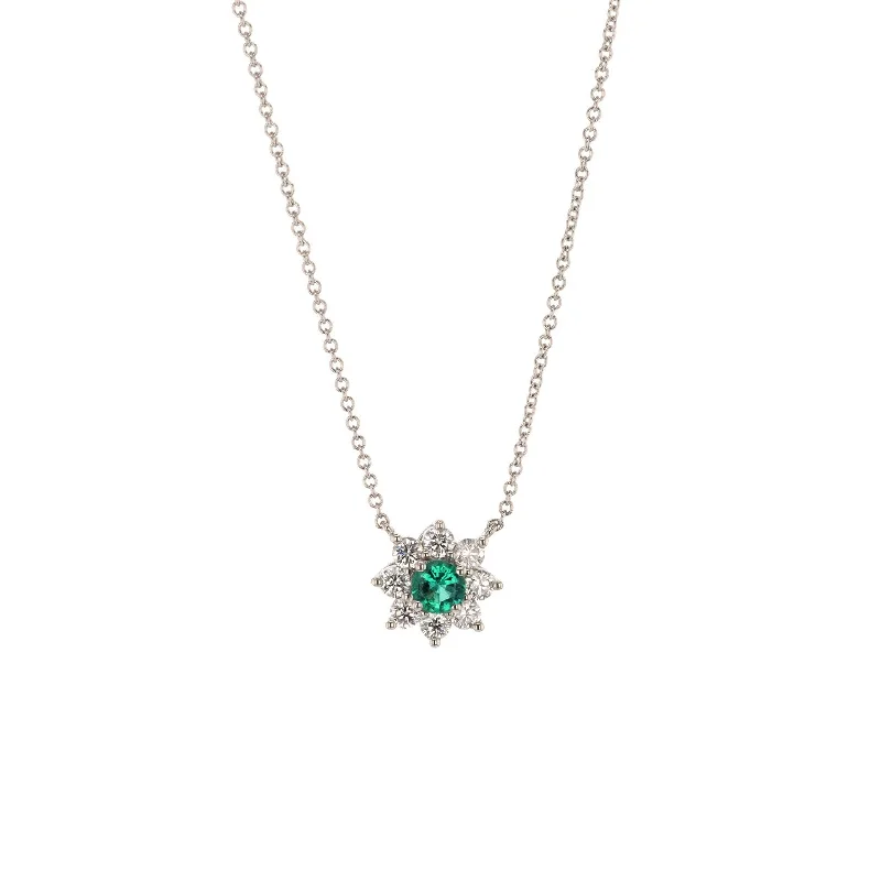 Necklaces and pendants with clear quartz for a pure and radiant look-18" Emerald & Diamond Stationary Pendant Necklace | M10278145