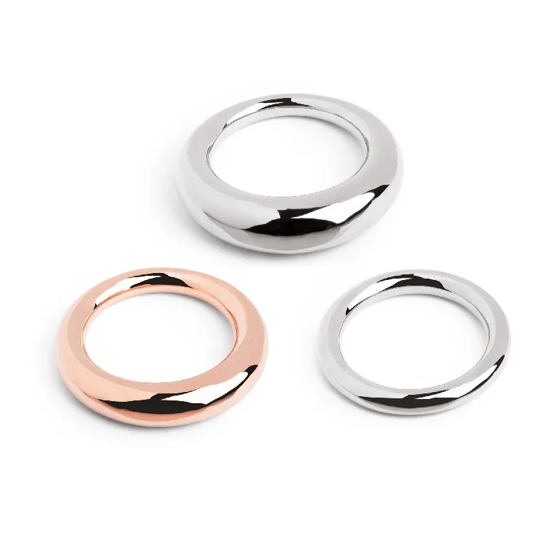 Women’s delicate rings with tiny sapphire accents -3 Ring Pack Kim Rose Gold & Silver