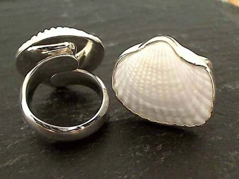 Women’s titanium rings with sleek modern designs -Ark Shell, Fine Sterling Ring - Adjustable