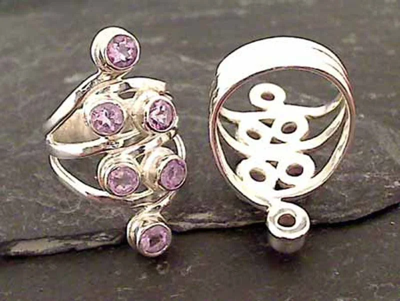 Women’s rings with peridot stones for sparkle -Size 7 Amethyst, Sterling Silver Ring