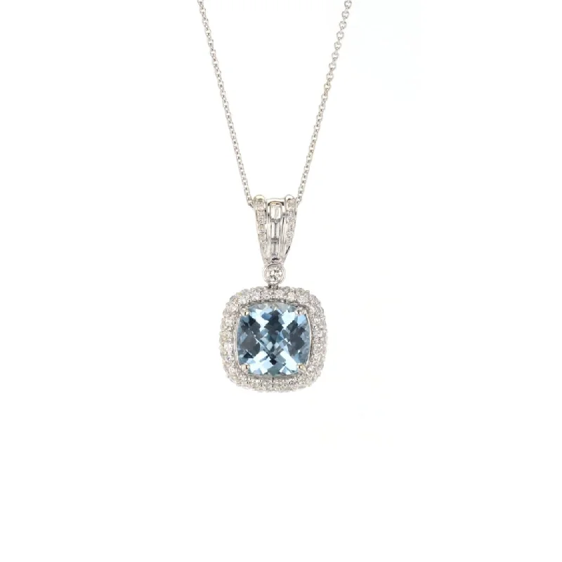 Necklaces and pendants with geometric pendants for a clean, contemporary design-16" Aquamarine & Diamond Pendant Necklace | M10271440