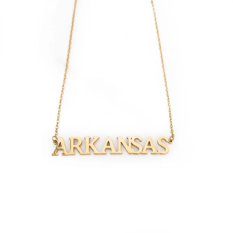 Best necklaces and pendants with minimalist pendants for a sleek, understated look-Arkansas Collegiate Nameplate Necklace