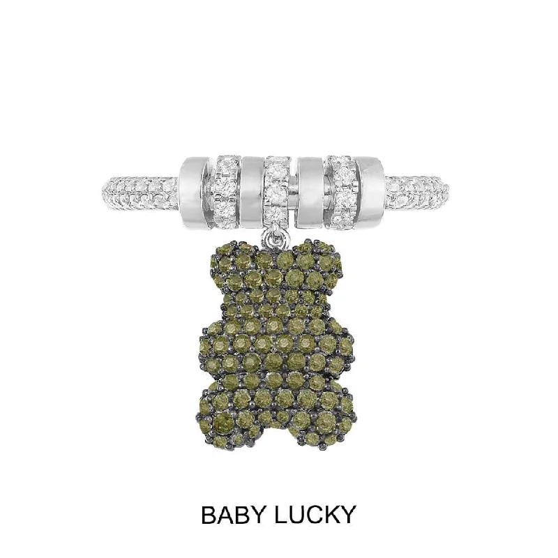 Women’s delicate rings with tiny sapphire accents -Baby Lucky Yummy Bear Ring