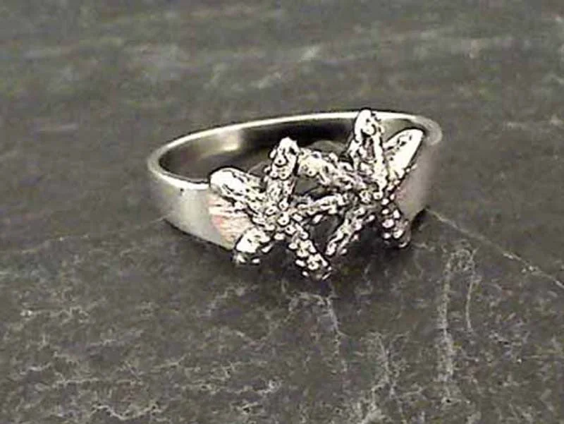 Women’s rings with polished peacock ore glow -Size 4.75 Sterling Silver Starfish Ring