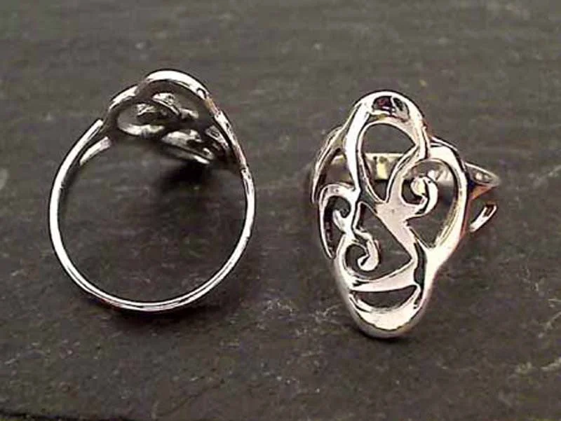 Women’s rings with etched wave band designs -Size 5 Sterling Silver Ring