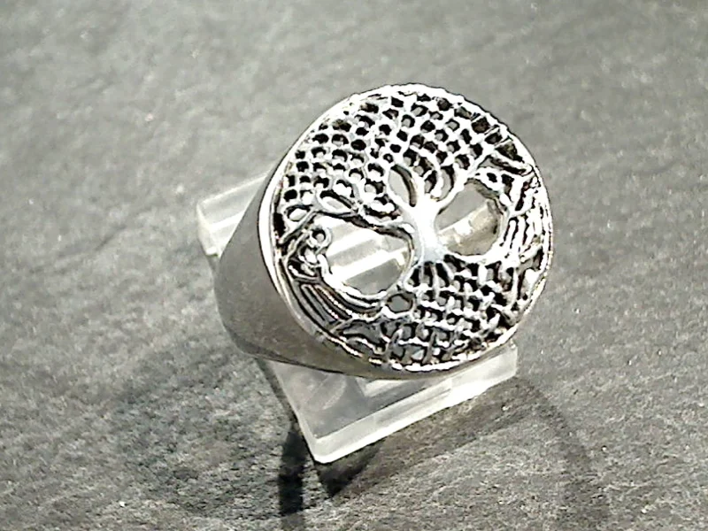 Women’s rings with raw moonstone for mystique -Size 8.75 Sterling Silver Tree of Life Ring