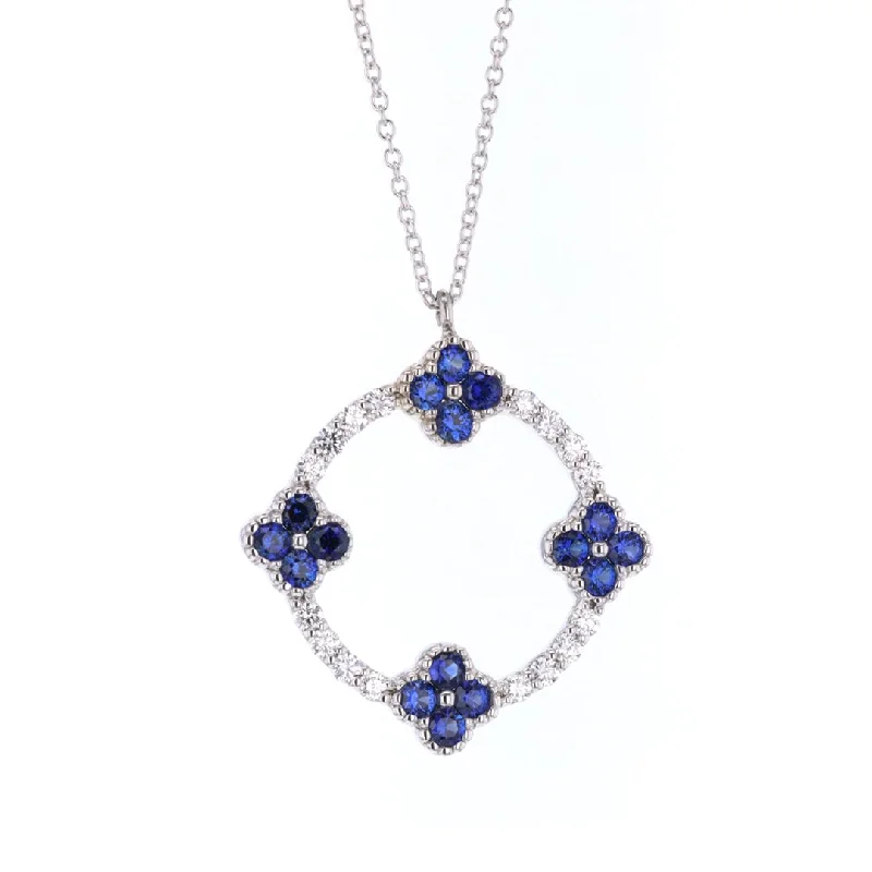 Best necklaces and pendants with gemstone clusters for a bold and colorful effect-Blue Sapphire & Diamond Pendant Necklace