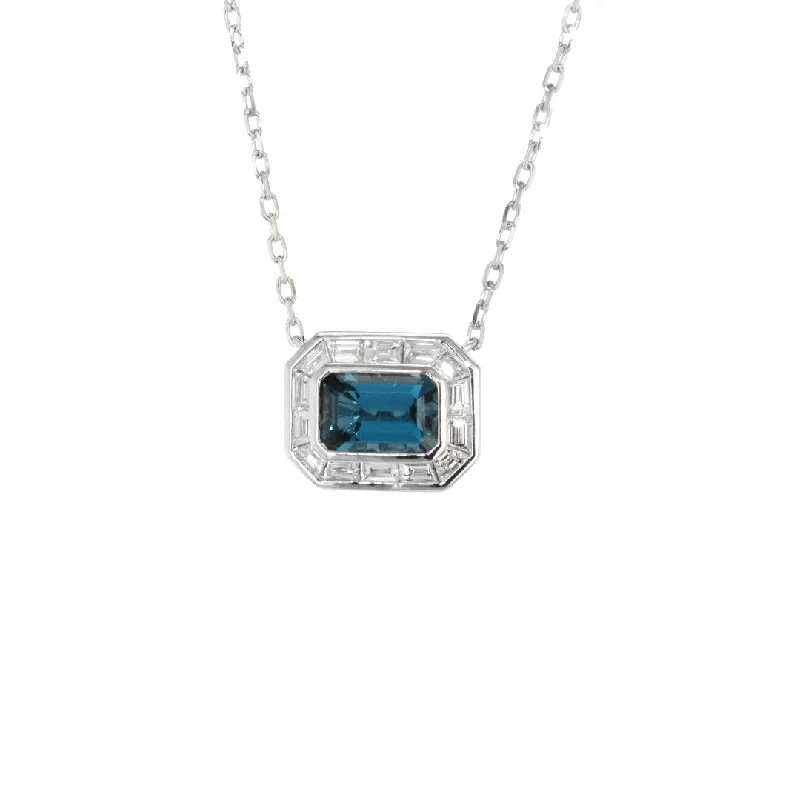 Best necklaces and pendants with layered designs for a chic, stacked look-18" Blue Topaz & Diamond Stationary Pendant Necklace | M10264408