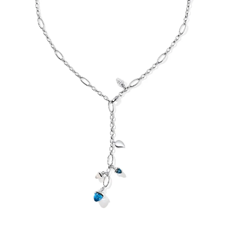 Necklaces and pendants with zodiac constellation designs for an astrological touch-20" Blue Topaz, Moonstone & Diamond Necklace