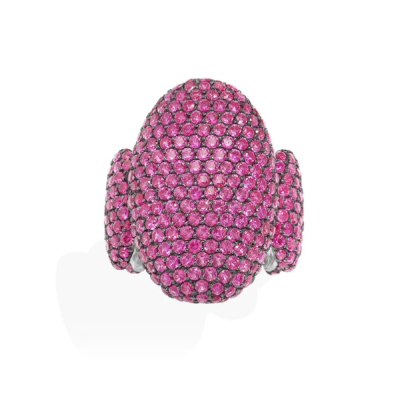 Women’s statement rings with large coral gems -Bold Fuchsia Oval Ring