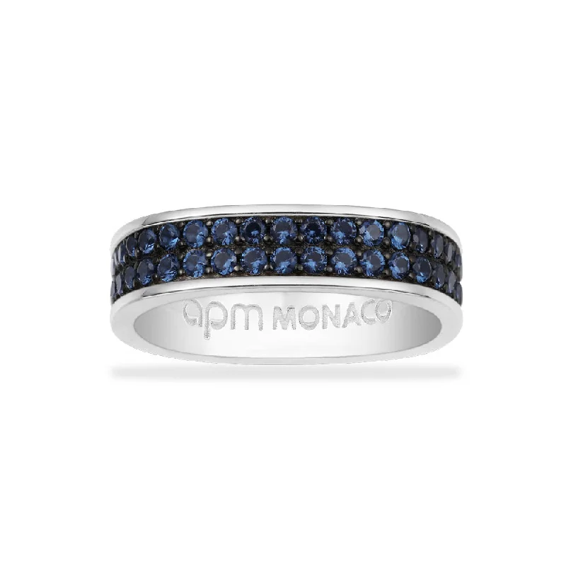 Women’s layered rings with mixed gemstone bands -Chunky Blue Ring