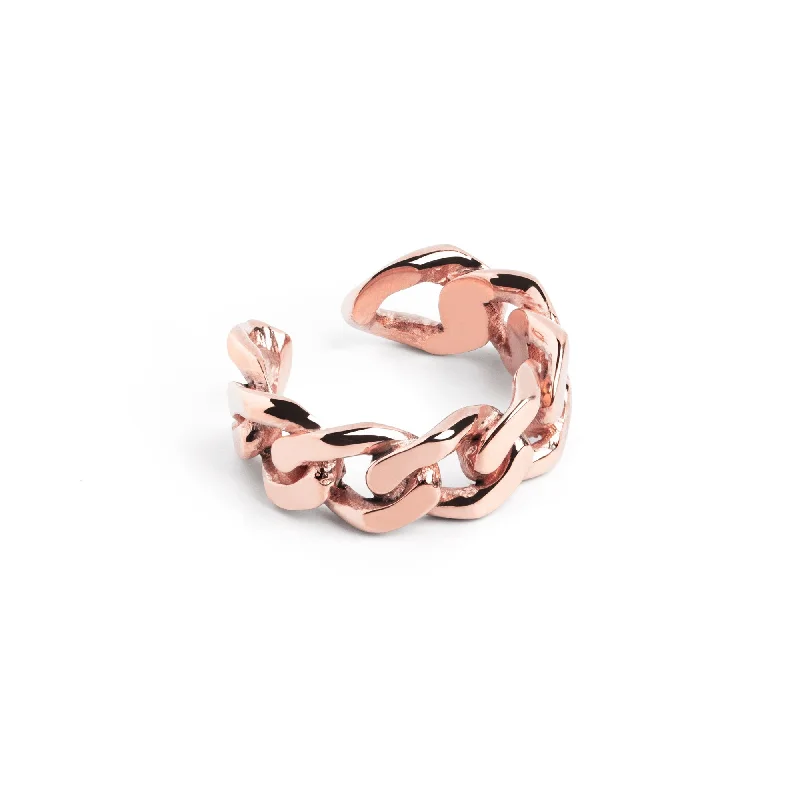 Women’s rings with etched initials for meaning -Chunky Link Rose Gold Ring