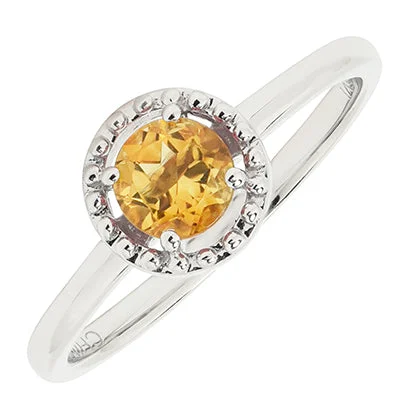 Women’s rings with eternity knot for love -Citrine Ring in 10kt White Gold