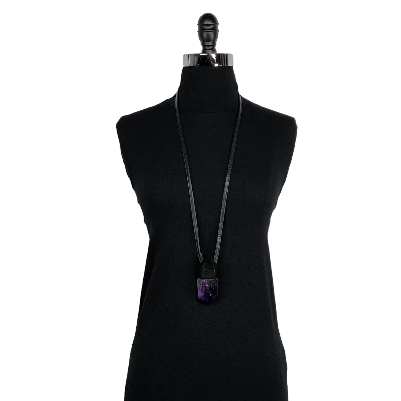 Layered necklaces and pendants for a trendy and fashionable stacked look-AMETHYST/EBONY PENDANT