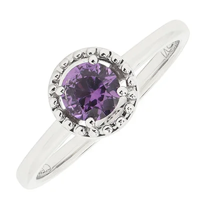 Women’s rings with jade stones for serenity -Created Alexandrite Ring in 10kt White Gold