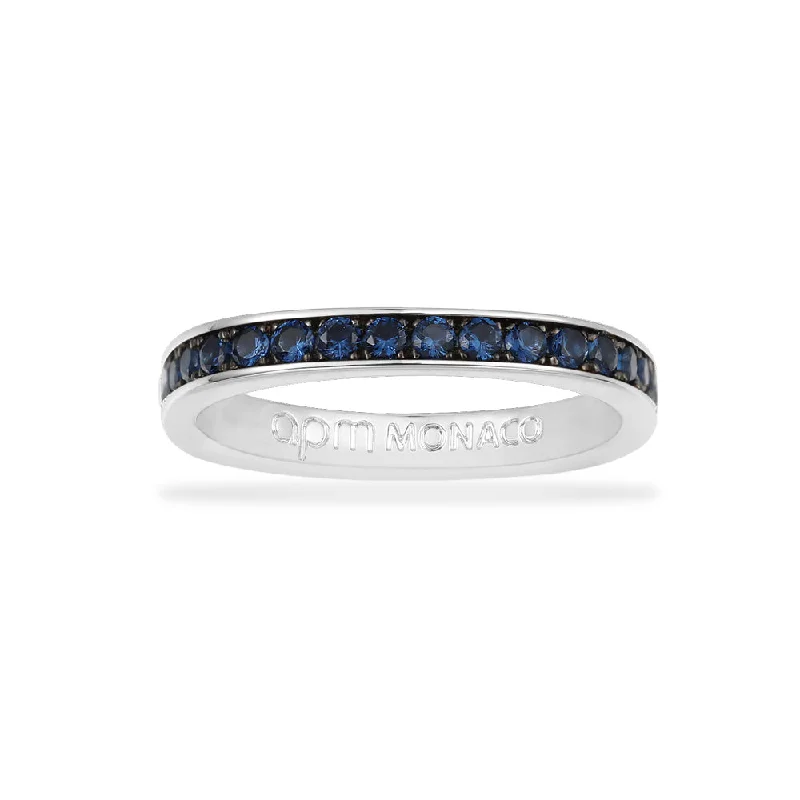 Women’s eternity rings with pave emerald bands -Dainty Blue Ring