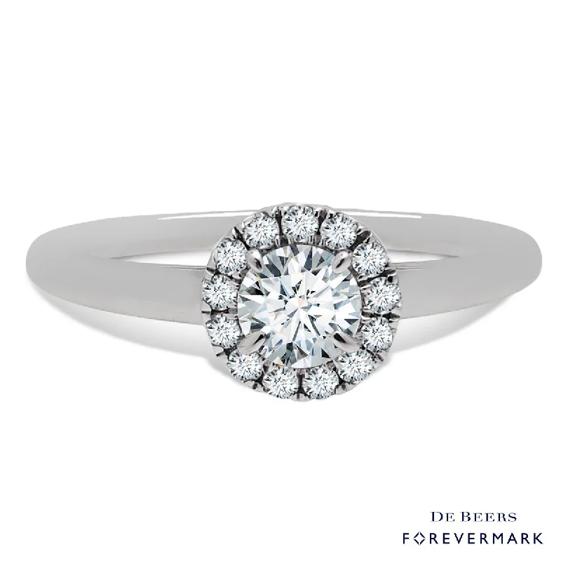 Women’s rose gold rings with moonstone glow -Forevermark Diamond Halo Ring in 18kt White Gold (1/3ct tw)