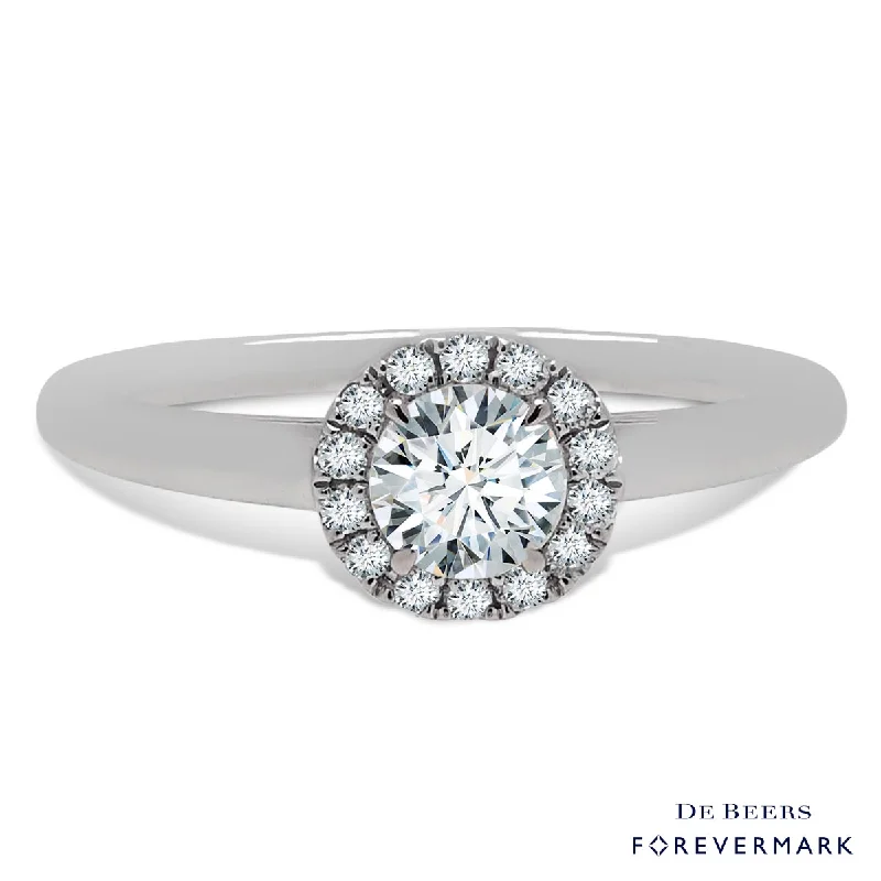 Women’s vintage rings with ornate rose-cut stones -Forevermark Diamond Halo Ring in 18kt White Gold (5/8ct tw)