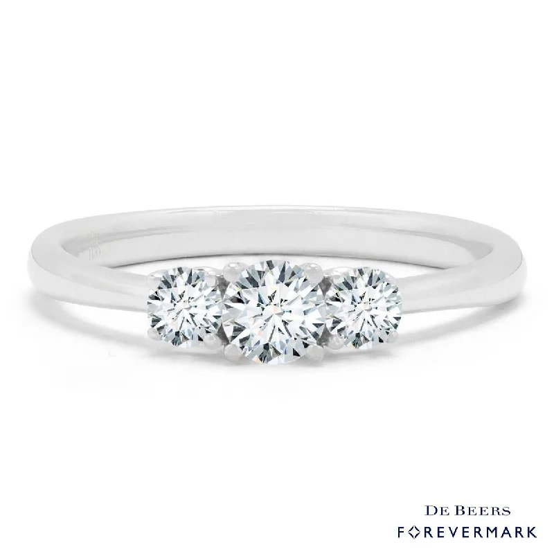 Women’s rings with rustic malachite band swirls -Forevermark Diamond Three Stone Ring in 18kt White Gold (1/2ct tw)