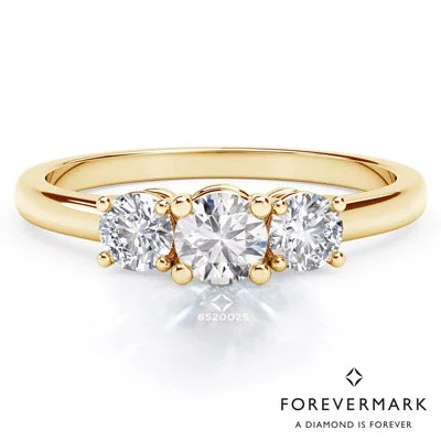 Women’s slim rings with pave sapphire accents -Forevermark Diamond Three Stone Ring in 18kt Yellow Gold (3/8ct tw)