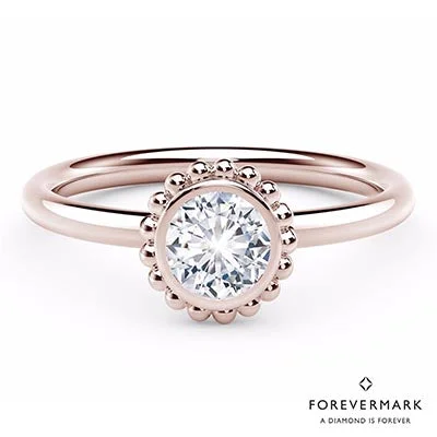 Women’s rings with matte silver for understated -Forevermark Tribute Collection Beaded Bezel Ring in 18kt Rose Gold (1/2ct)