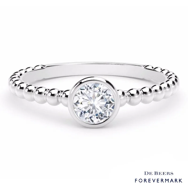 Women’s engagement rings with radiant-cut rubies -Forevermark Tribute Collection Bezel Stackable Ring in 18kt White Gold (1/4ct)