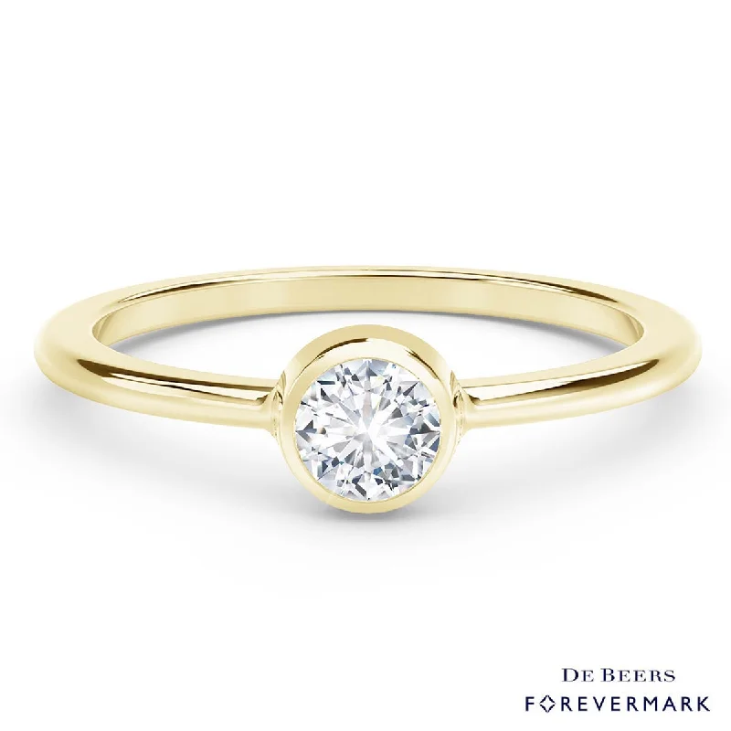 Women’s rings with jade stones for serenity -Forevermark Tribute Collection Classic Bezel Stackable Ring in 18kt Yellow Gold (1/4ct)