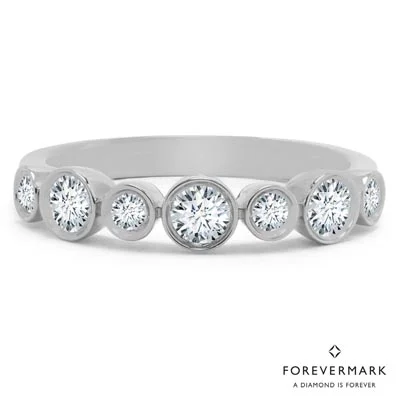 Women’s rings with bezel-set aquamarine gems -Forevermark Tribute Collection Diamond Bezel Ring in 18kt White Gold (3/8ct tw)