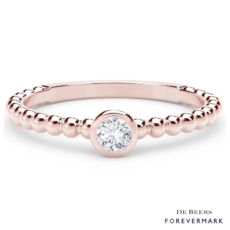 Women’s silver rings featuring bold turquoise gems -Forevermark Tribute Collection Diamond Stackable Ring in 18kt Rose Gold (1/10ct)