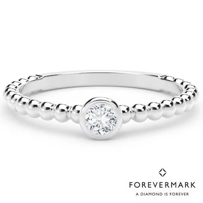 Women’s gold rings with shimmering opal centerpieces -Forevermark Tribute Collection Diamond Stackable Ring in 18kt White Gold (1/10ct)