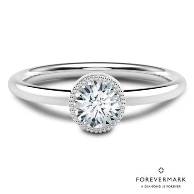 Women’s rings with tiger eye band warmth -Forevermark Tribute Collection Milgrain Bezel Ring in 18kt White Gold (1/2ct tw)