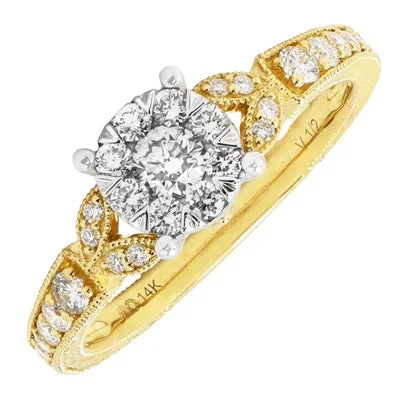 Women’s rings with carved rose quartz designs -Diamond Engagement Ring in 14kt Yellow Gold (1/2ct tw)