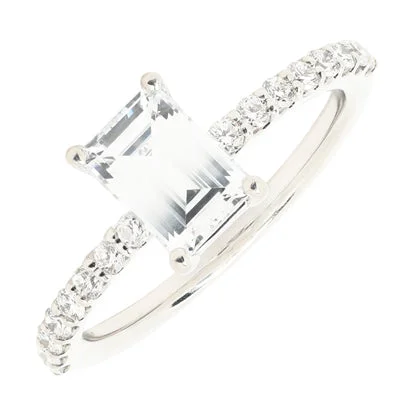 Women’s rings with engraved floral band patterns -Diamond Engagement Ring Setting in 14kt White Gold (1/3ct tw)