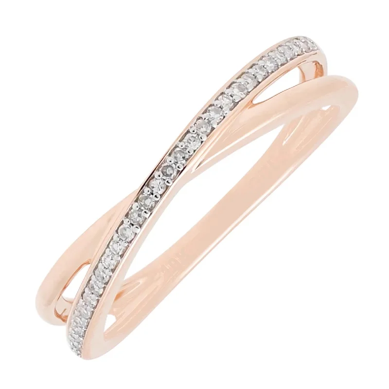 Women’s bold rings with hammered silver bands -Diamond Fashion Ring in 10kt Rose Gold (1/10ct tw)