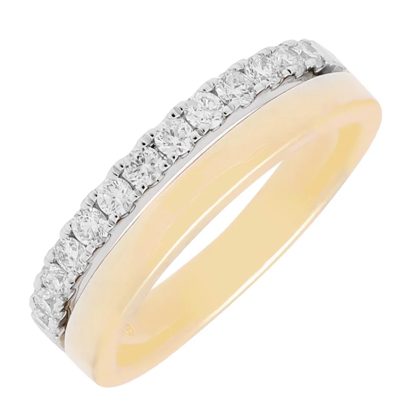 Women’s promise rings with subtle star engravings -Diamond Fashion Ring in 14kt Yellow and White Gold (3/8ct tw)