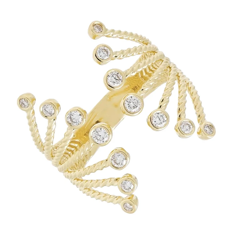 Women’s statement rings with large coral gems -Diamond Fashion Ring in 14kt Yellow Gold (1/3ct tw)