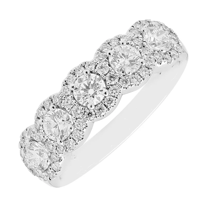 Women’s eternity rings with pave emerald bands -Diamond Halo Ring in 14kt White Gold (1ct tw)