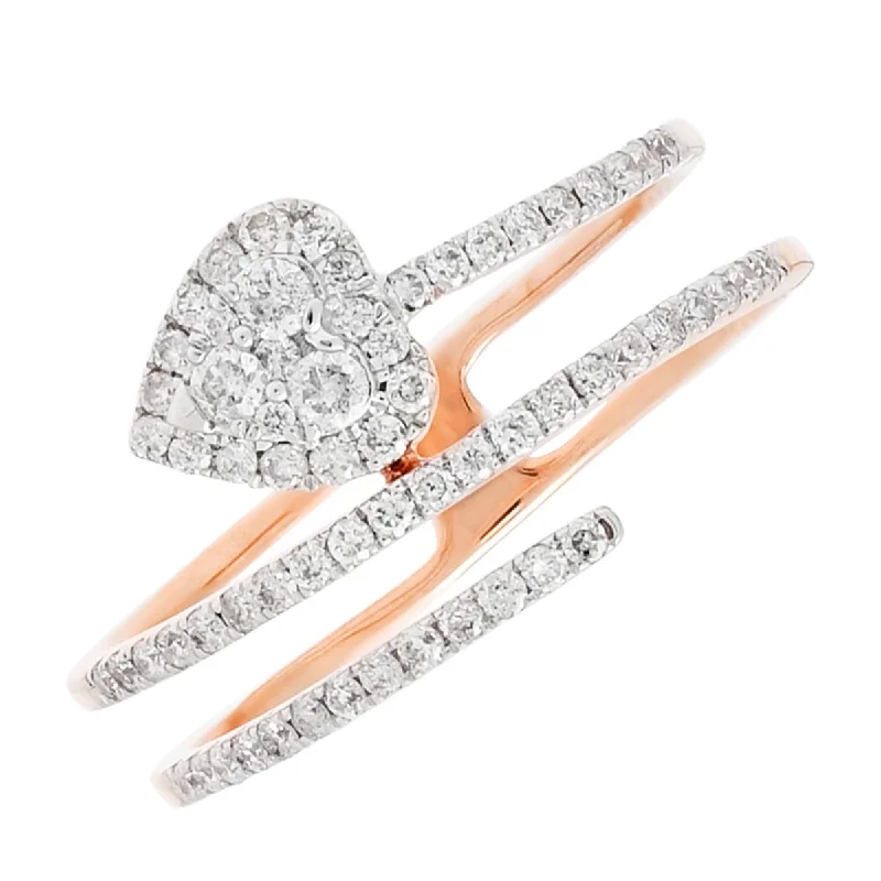 Women’s slim rings with pave sapphire accents -Diamond Heart Ring in 14kt Pink Gold (3/8ct tw)