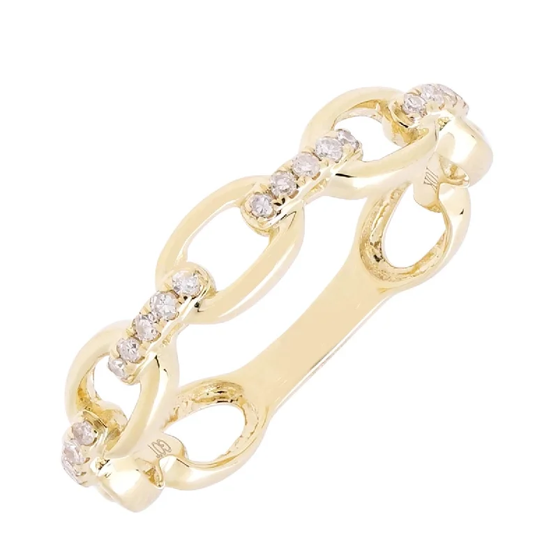 Women’s rings with lotus-inspired sapphire bands -Diamond Link Ring in 10kt Yellow Gold (1/10ct tw)