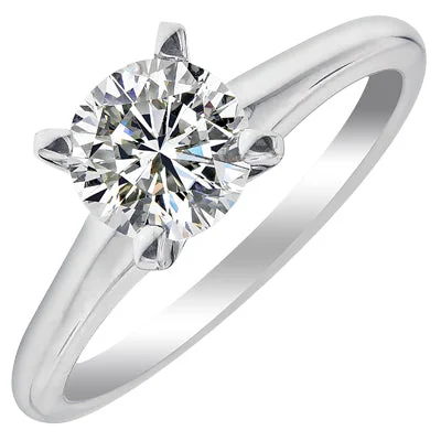 Women’s vintage-style rings with oxidized finish -Diamond Solitaire Ring in 14kt White Gold (1 1/4ct)