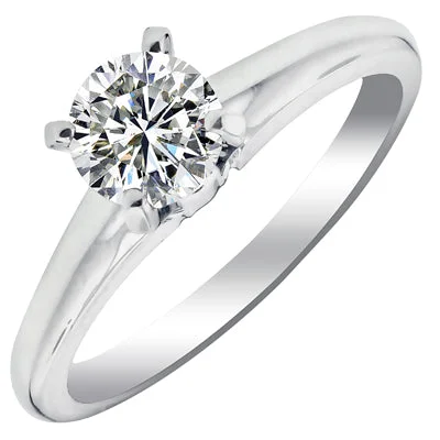 Women’s rings with spiral onyx for contrast -Diamond Solitaire Engagement Ring in 14kt White Gold (3/4ct)