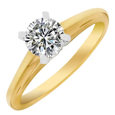 Women’s rings with faceted rose quartz shine -Diamond Solitaire Engagement Ring in 14kt Yellow Gold (3/4ct)