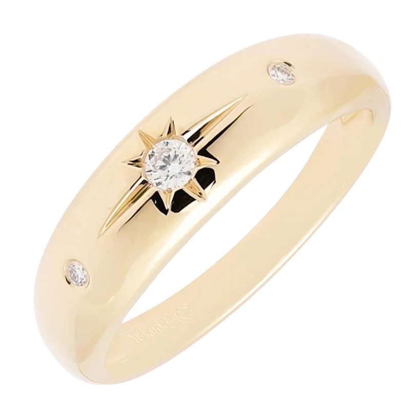 Women’s stretch rings for adjustable comfort fit -Diamond Star Dome Ring in 14kt Yellow Gold (1/20ct tw)