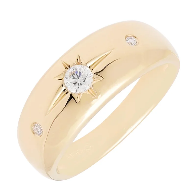 Women’s minimalist rings with polished onyx shine -Diamond Star Dome Ring in 14kt Yellow Gold (1/7ct tw)