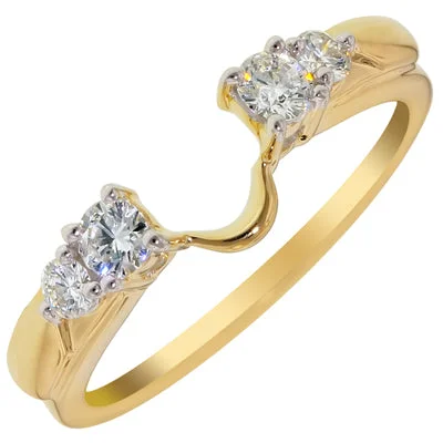 Women’s slim rings with pave sapphire accents -Diamond Wedding Ring Wrap in 14kt Yellow Gold (1/3ct tw)