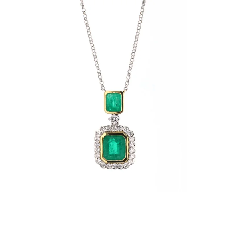 Unique necklaces and pendants with custom birthstone arrangements for personalization-Emerald & Diamond Pendant Necklace