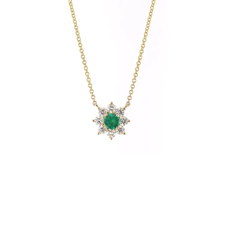 Unique necklaces and pendants with tree of life motifs for nature-inspired elegance-18" Emerald & Diamond Stationary Pendant Necklace | M10276710