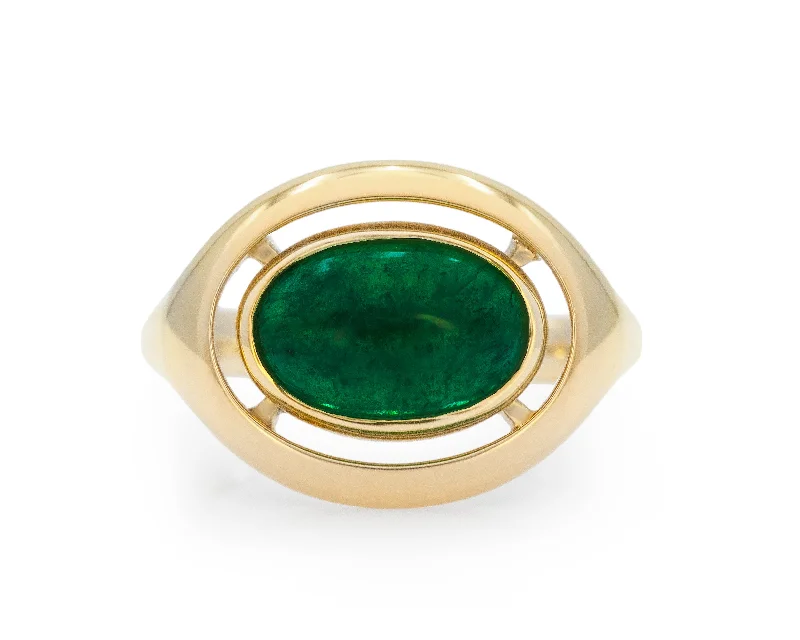 Women’s rings with geometric ruby for trend -Emerald Virgil Ring