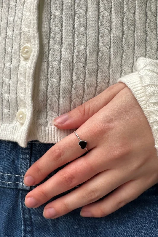 Women’s rings with jade stones for serenity -Enamel Heart Ring